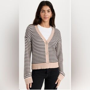 Monrow Black and Cream Striped Cardigan